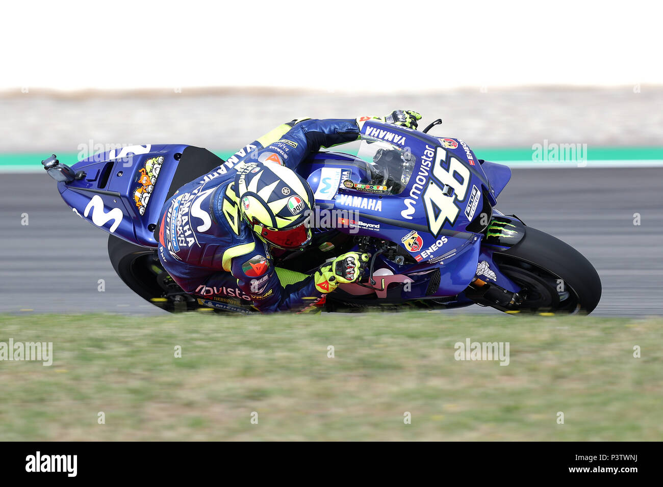 June 15, 2018 - Montmelo, Catalunya, Spain - Valentino ROSSI of Italy and Movistar Yamaha MotoGp competes during Gran Premi Monster Energy de Catalunya (Grand Prix of Catalunya), MotoGP free practrice, on June 16, 2018 at the Catalunya racetrack in Montmelo, near Barcelona, Spain (Credit Image: © Manuel Blondeau via ZUMA Wire) Stock Photo