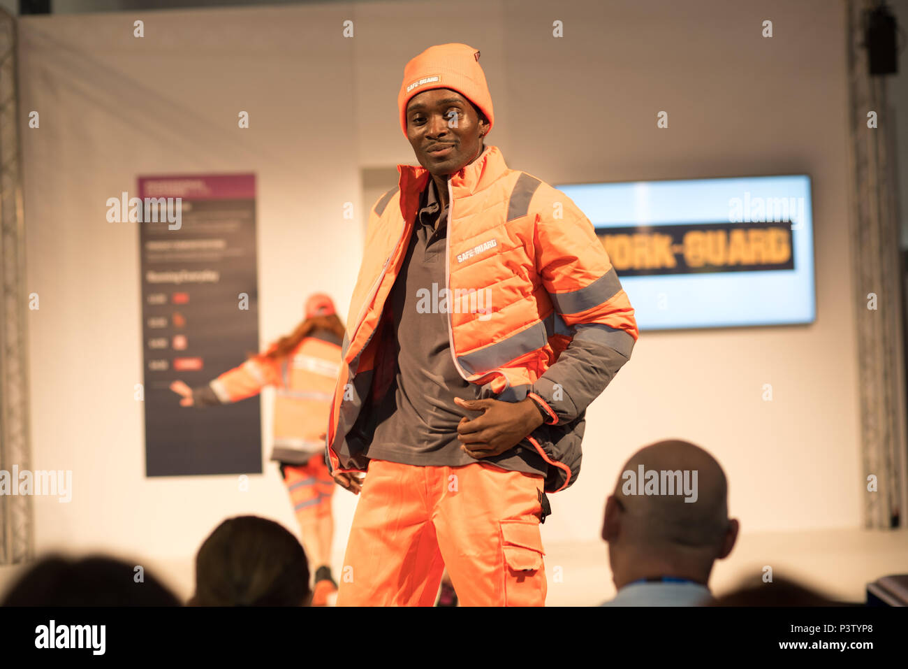 ExCel London, UK. 19th Jun, 2018. Work-Guard Catwalk show at the Professional Clothing Show - Safety and Health Expo at Excel London, UK on June 19 2018. Credit: See Li/Alamy Live News Stock Photo