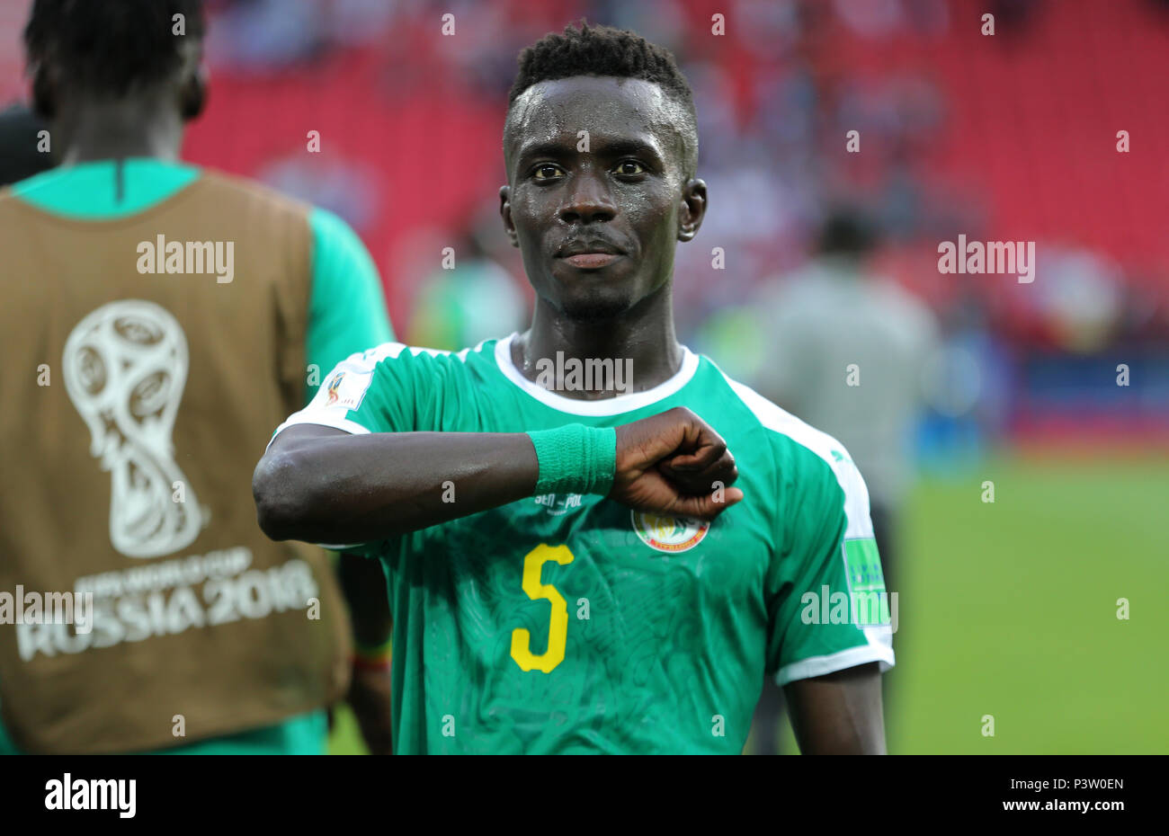 Idrissa Gueye SENEGAL POLAND V SENEGAL, 2018 FIFA WORLD CUP RUSSIA 19 June 2018 GBC8358 Poland v Senegal 2018 FIFA World Cup Russia Spartak Stadium Moscow STRICTLY EDITORIAL USE ONLY. If The Player/Players Depicted In This Image Is/Are Playing For An English Club Or The England National Team. Then This Image May Only Be Used For Editorial Purposes. No Commercial Use. The Following Usages Are Also Restricted EVEN IF IN AN EDITORIAL CONTEXT: Use in conjuction with, or part of, any unauthorized audio, video, data, fixture lists, club/league logos, Betting, Games or any 'live' se Stock Photo