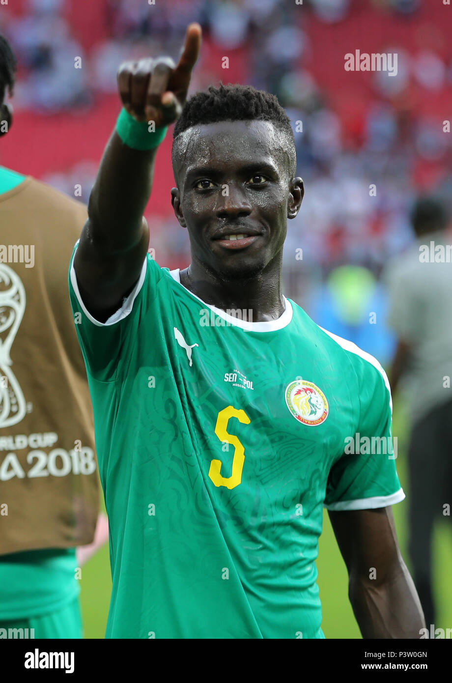 Idrissa Gueye SENEGAL POLAND V SENEGAL, 2018 FIFA WORLD CUP RUSSIA 19 June 2018 GBC8363 Poland v Senegal 2018 FIFA World Cup Russia Spartak Stadium Moscow STRICTLY EDITORIAL USE ONLY. If The Player/Players Depicted In This Image Is/Are Playing For An English Club Or The England National Team. Then This Image May Only Be Used For Editorial Purposes. No Commercial Use. The Following Usages Are Also Restricted EVEN IF IN AN EDITORIAL CONTEXT: Use in conjuction with, or part of, any unauthorized audio, video, data, fixture lists, club/league logos, Betting, Games or any 'live' se Stock Photo