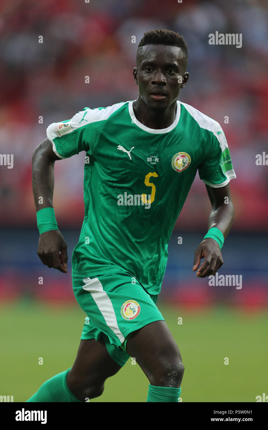 Idrissa Gueye  SENEGAL  POLAND V SENEGAL, 2018 FIFA WORLD CUP RUSSIA  19 June 2018  GBC8377  Poland v Senegal  2018 FIFA World Cup Russia Spartak Stadium Moscow    STRICTLY EDITORIAL USE ONLY.   If The Player/Players Depicted In This Image Is/Are Playing For An English Club Or The England National Team.   Then This Image May Only Be Used For Editorial Purposes. No Commercial Use.    The Following Usages Are Also Restricted EVEN IF IN AN EDITORIAL CONTEXT:   Use in conjuction with, or part of, any unauthorized audio, video, data, fixture lists, club/league logos, Betting, Games or any 'live' se Stock Photo