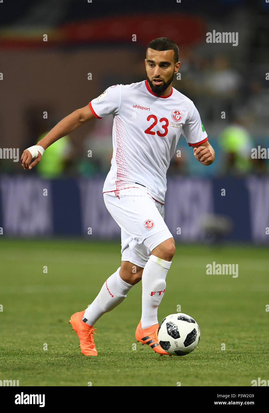 Volgograd, Russia. 18th June, 2018. Soccer: World Cup, Tunisia vs England, group stages, group G, Volgograd Stadium. Tunisia's Naim Sliti in action. Credit: Andreas Gebert/dpa/Alamy Live News Stock Photo