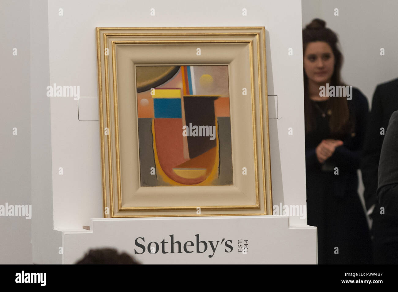 London, UK.  19 June 2018. ''Abstrakter Kopf: Klarheit (Abstract Head: Lucidity)'' by Alexej Von Jawlensky, (Est. £500,000 - 700,000) sold for a hammer price of £420,000 at Sotheby's Impressionist & Modern art evening sale in New Bond Street.  Credit: Stephen Chung / Alamy Live News Stock Photo