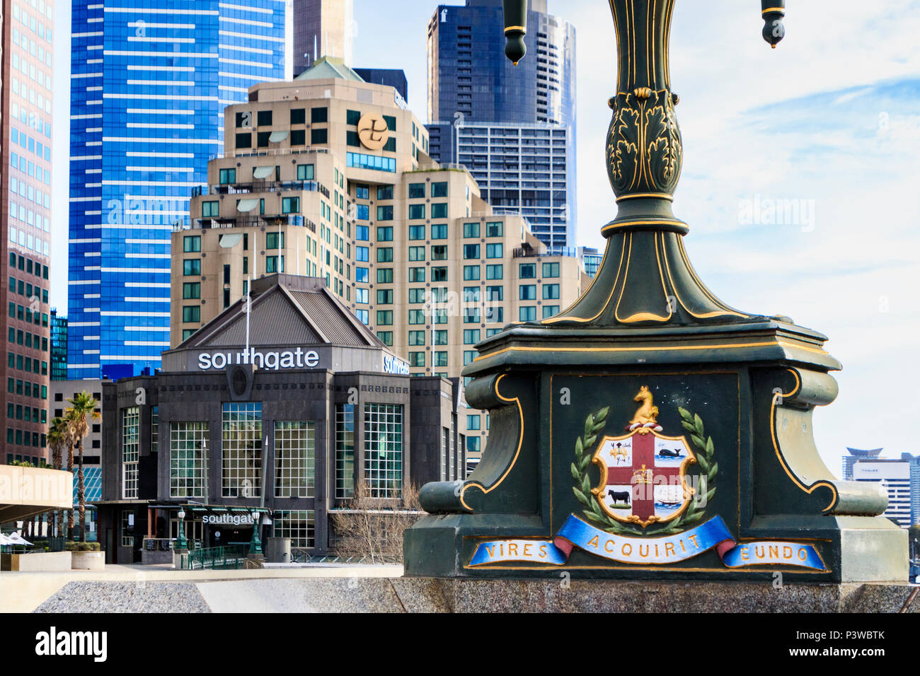 Australia, Cast iron lamp post, Melbourne, Princes Bridge, Southbank