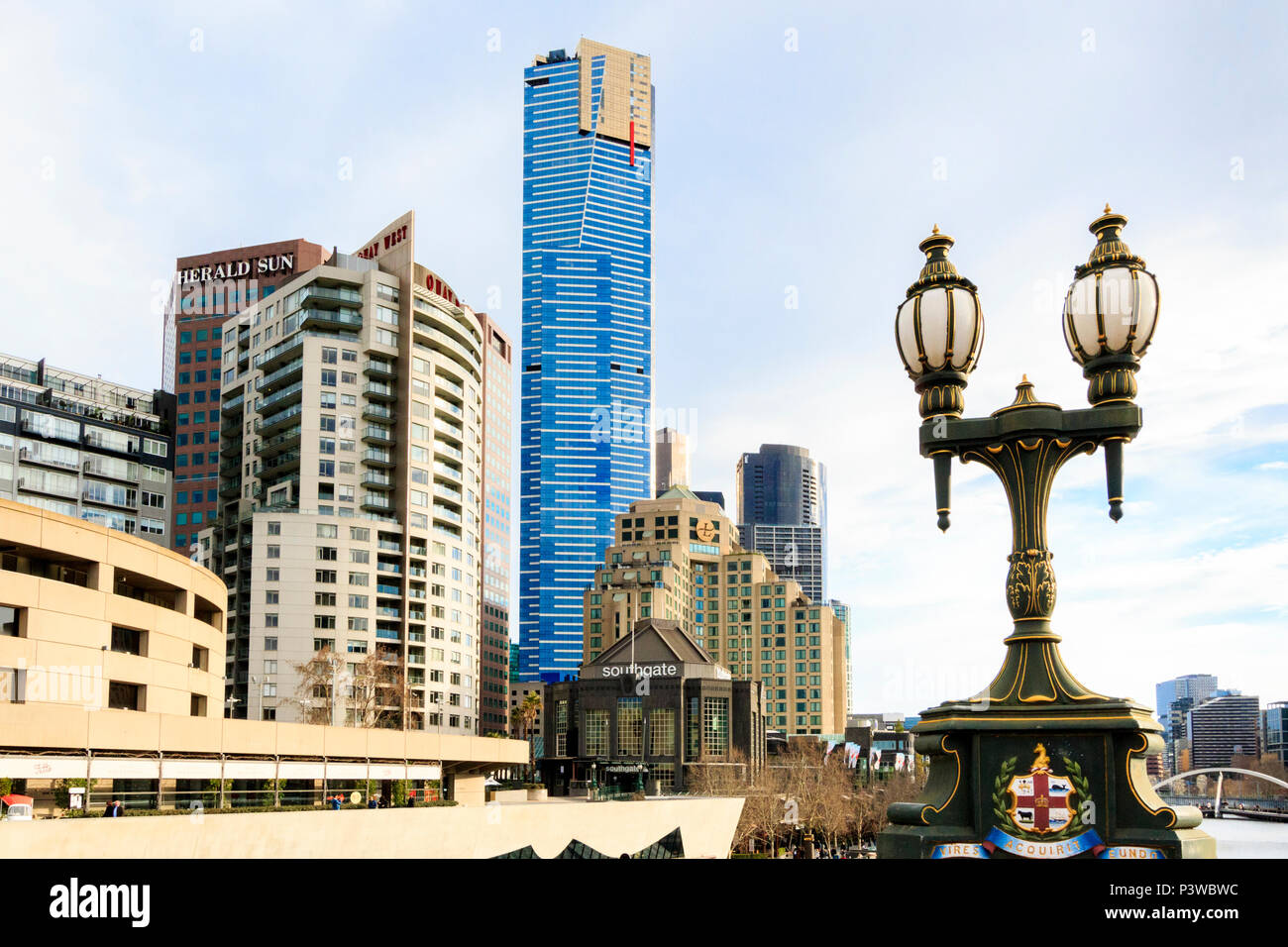 Australia, Cast iron lamp post, Melbourne, Princes Bridge, Southbank