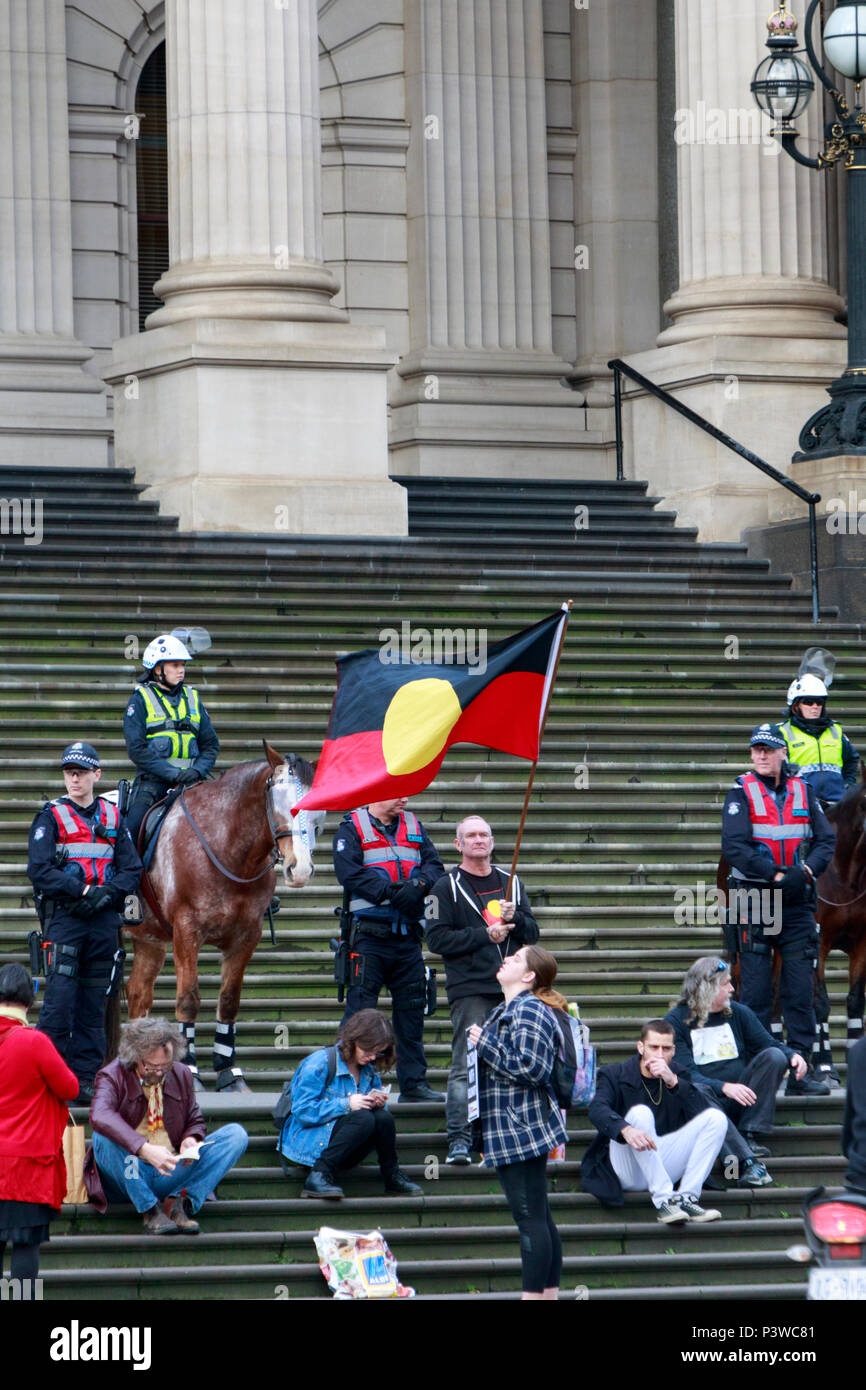 Aboriginal flag, Australia, Melbourne, Parliament House, Victoria