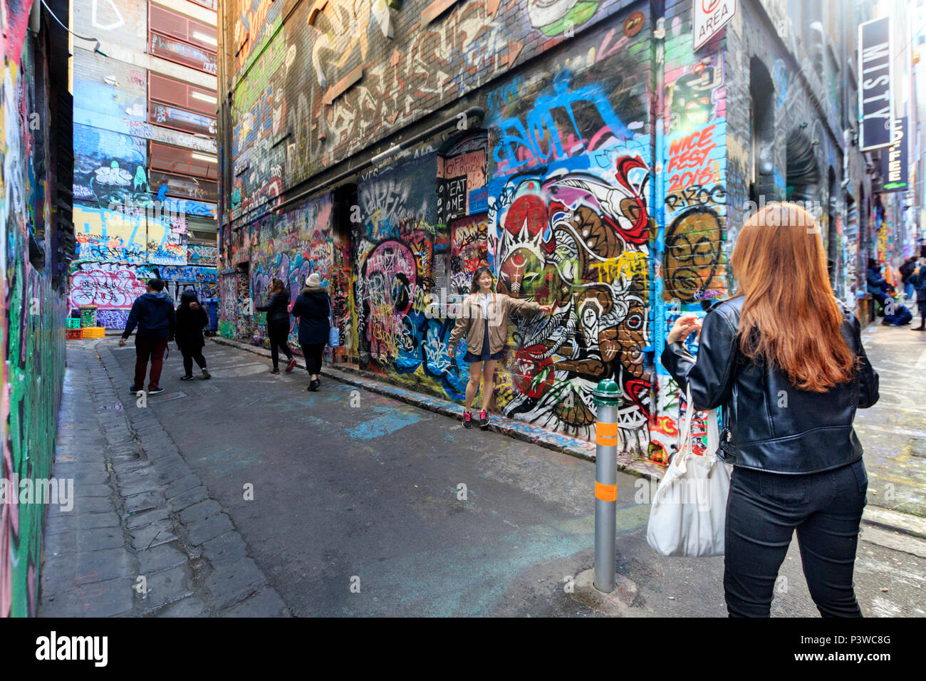 Australia,  Hosier Lane, Melbourne, Urban art, Victoria, graffiti, street art Stock Photo