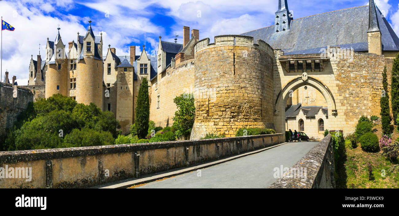 Impressive Montreuil-Bellay medieval castle,Loire valley. Stock Photo