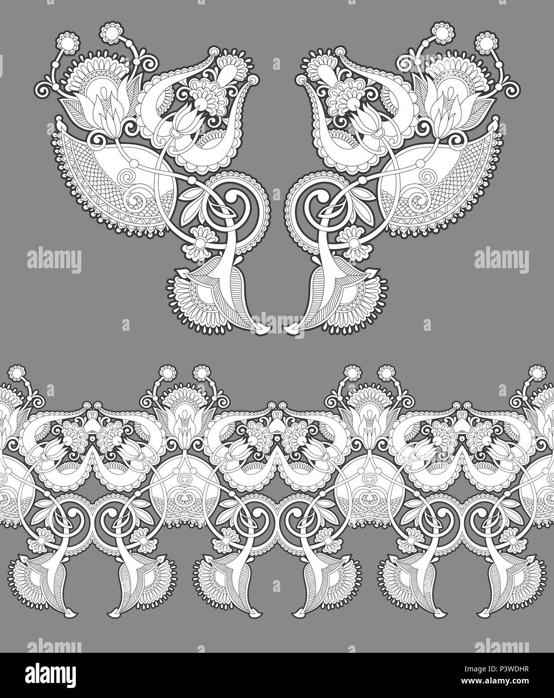 necklace embroidery print for fashion design Stock Vector