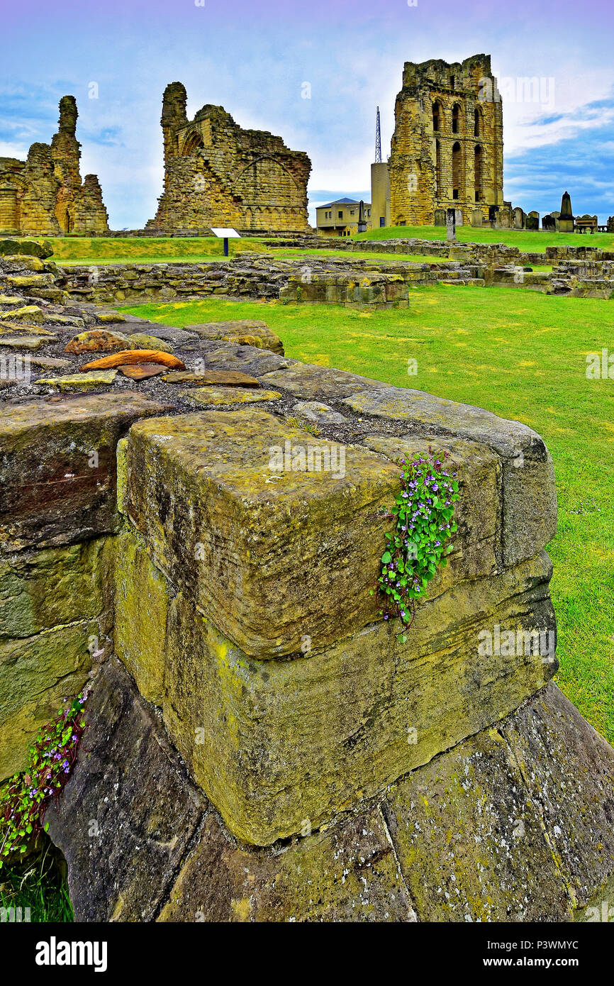 Tynemouth Priory cornerstone and its grounds Stock Photo Alamy