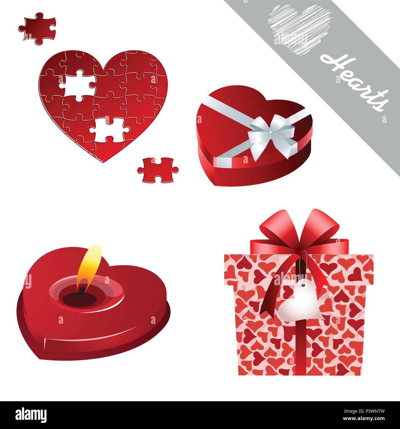 Hearts valentine's icons Stock Vector Image & Art - Alamy