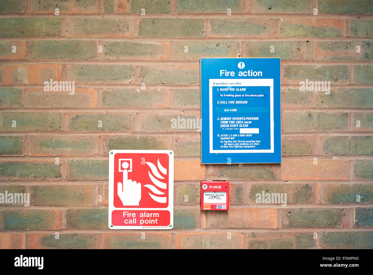 Fire Alarm Call Point to be used in the event of discovering a fire. Stock Photo