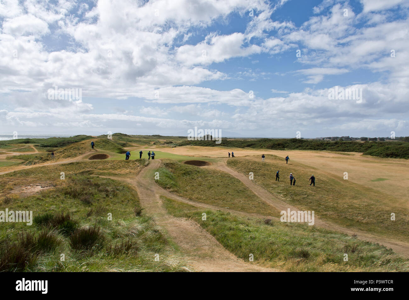 8th hole in Royal Troon seen from the tee boxes, Troon, United Kingdom Stock Photo