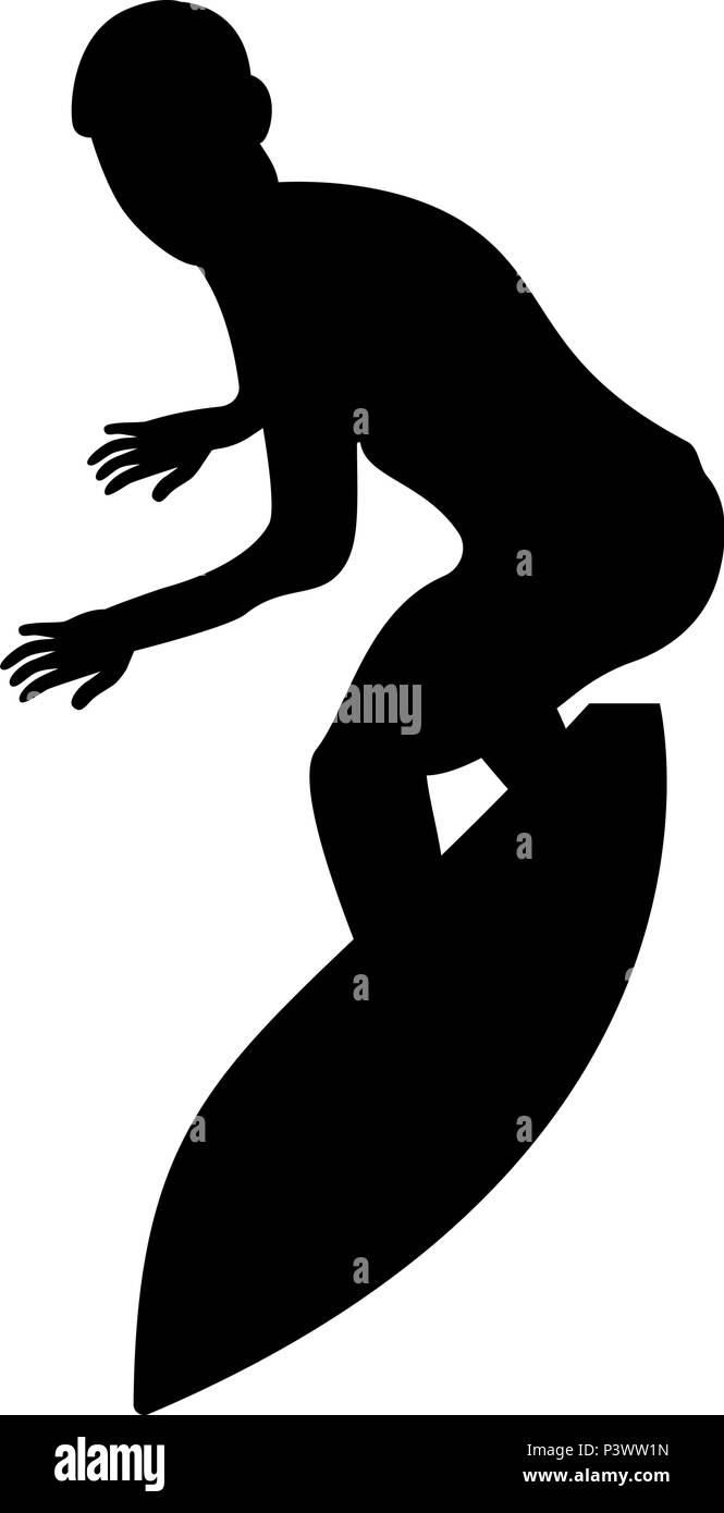 Surfer on surferboard icon black color vector I flat style simple image Stock Vector