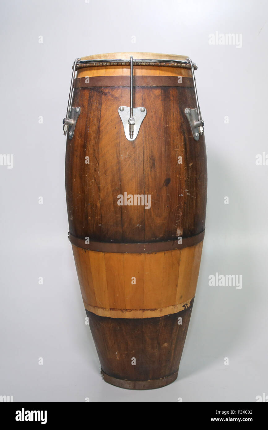 Na foto instrumento musical atabaque, utilizado no acompanhamento da capoeira. Stock Photo