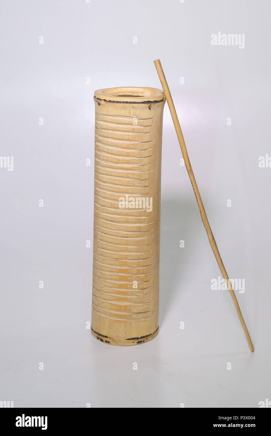 Na foto instrumento musical reco-reco, utilizado no acompanhamento da capoeira. Stock Photo