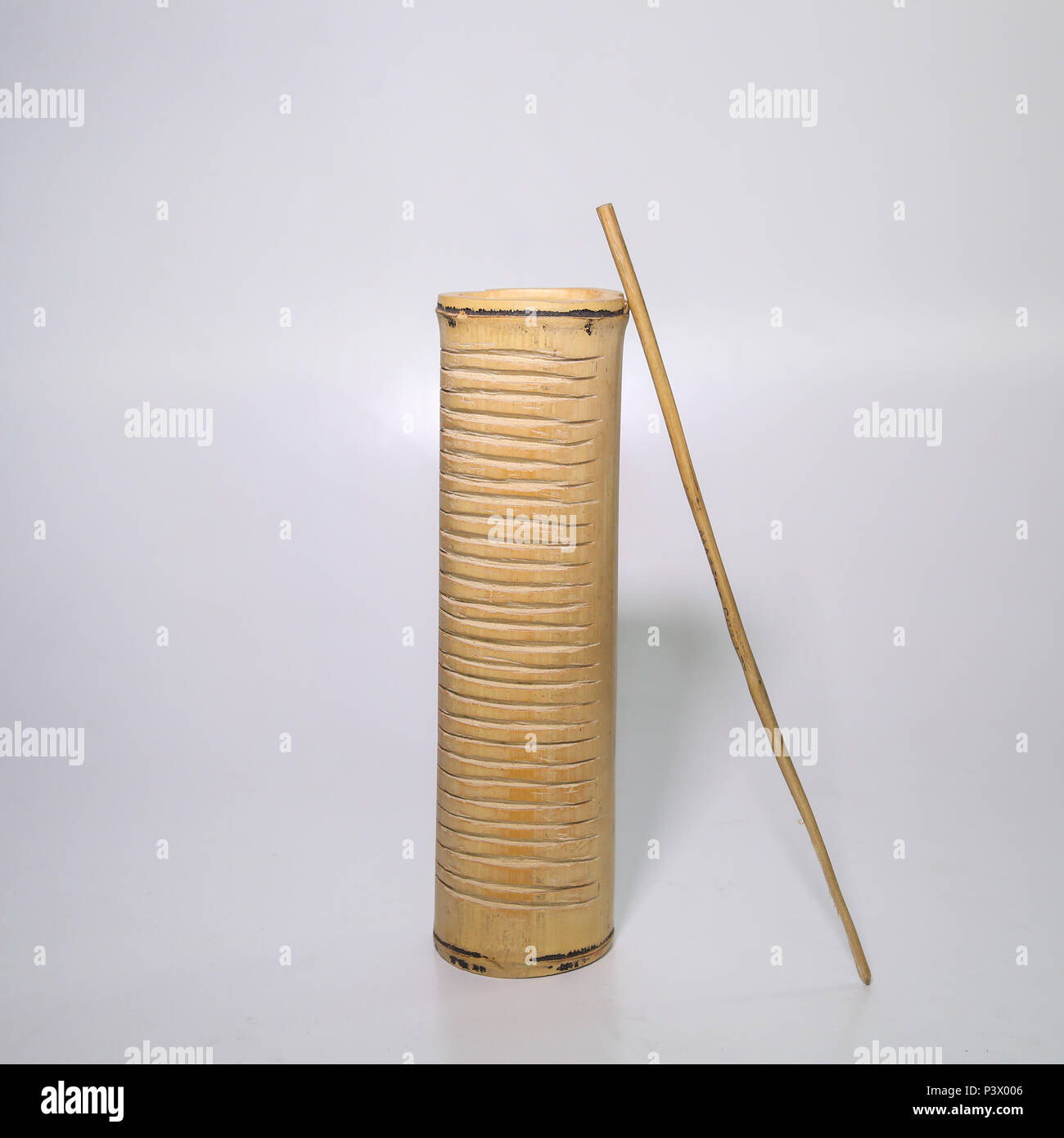 Na foto instrumento musical reco-reco, utilizado no acompanhamento da capoeira. Stock Photo