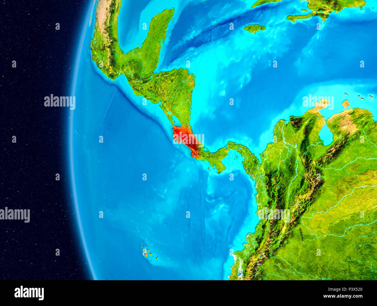 Illustration of Costa Rica as seen from Earth’s orbit on planet Earth ...