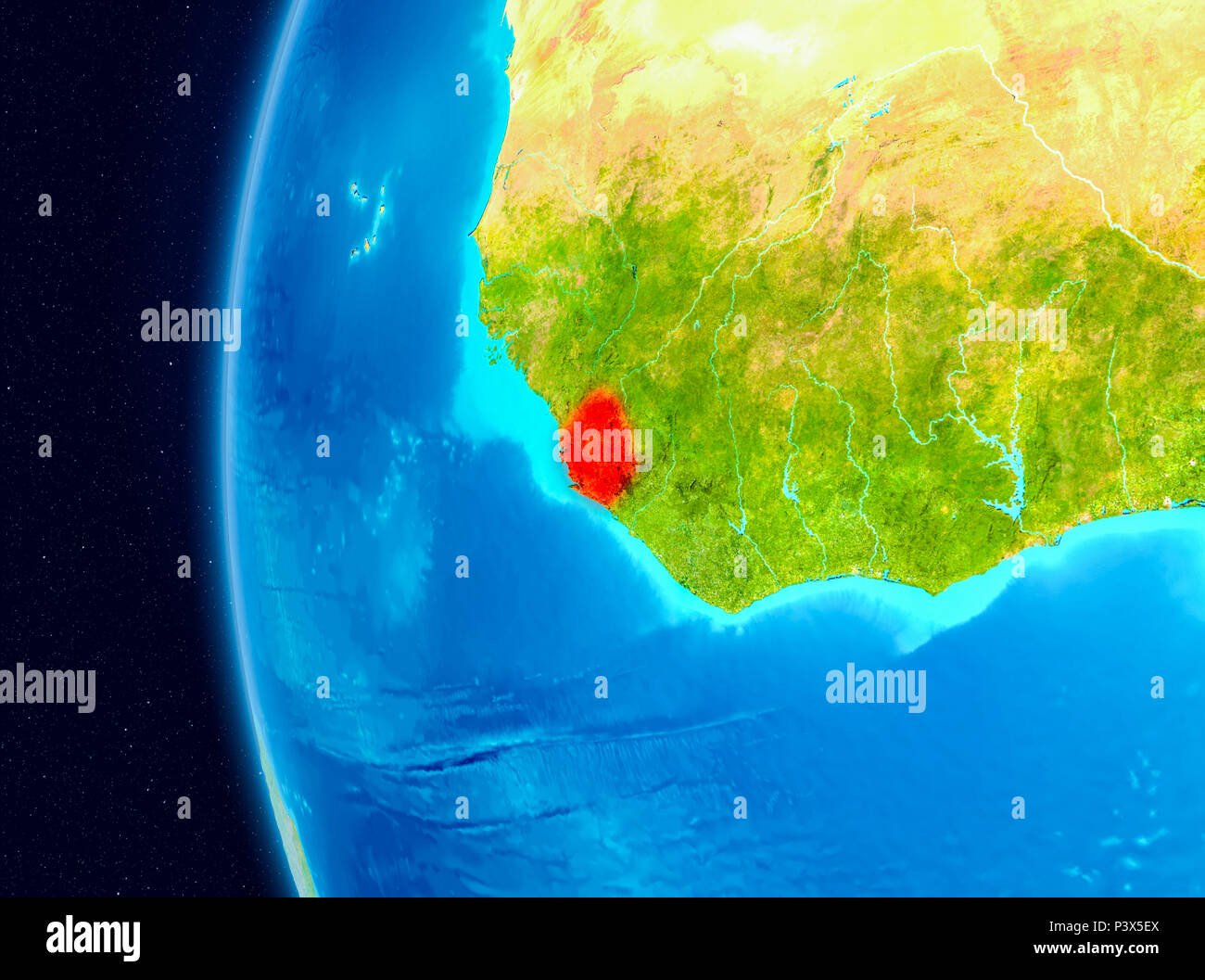 Illustration of Sierra Leone as seen from Earth’s orbit on planet Earth ...