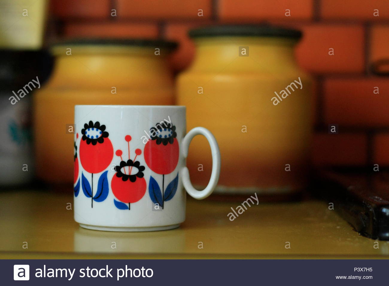 Beautiful Retro Vintage Coffee Cup In An Old 70 S Kitchen
