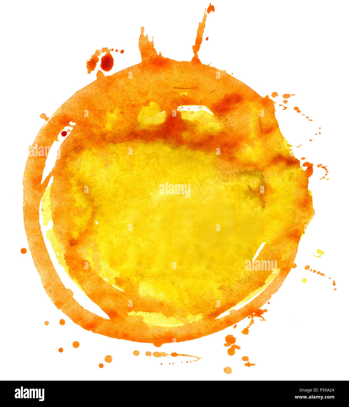 Orange watercolor circle isolated on white background Stock Photo - Alamy