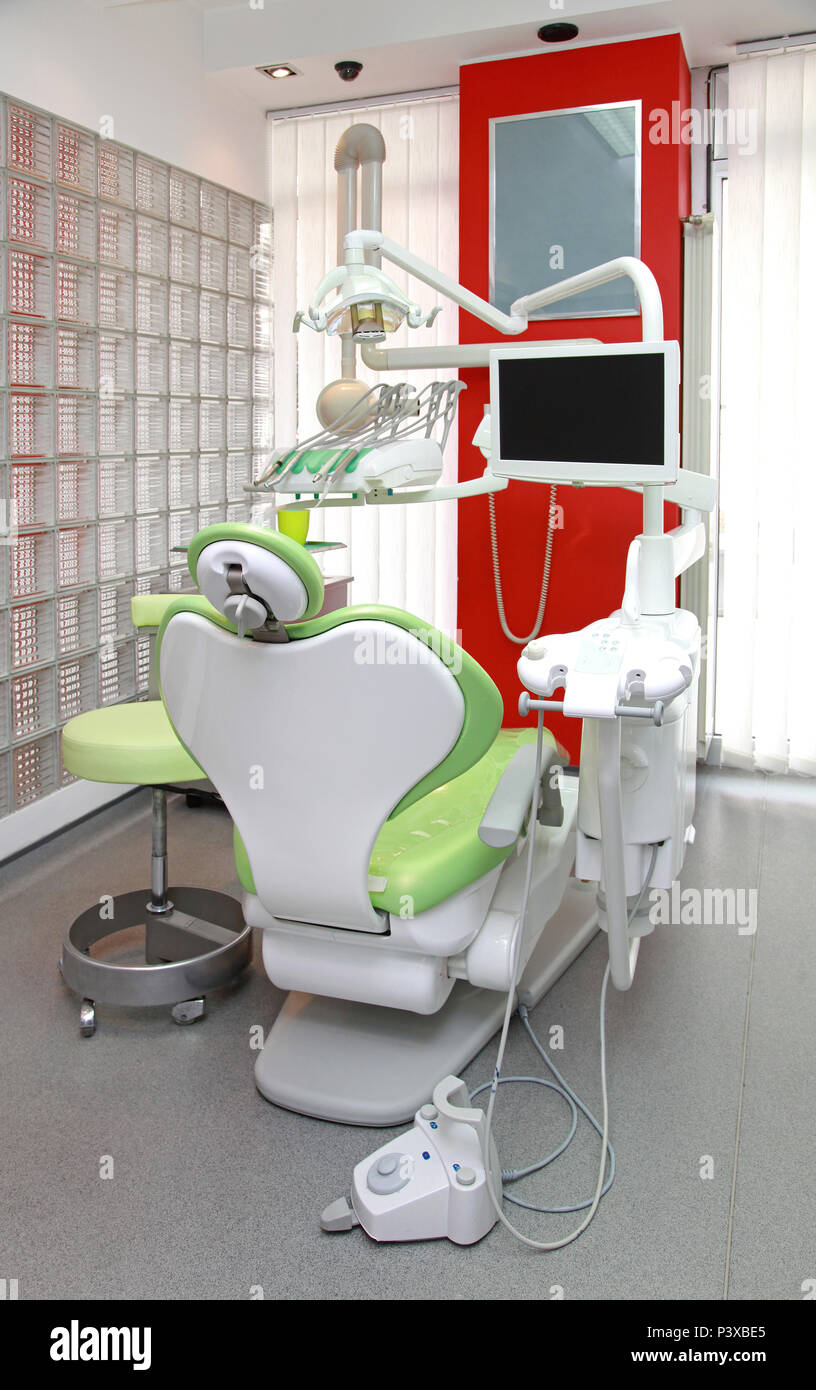 New dental chair in modern dentist office Stock Photo Alamy