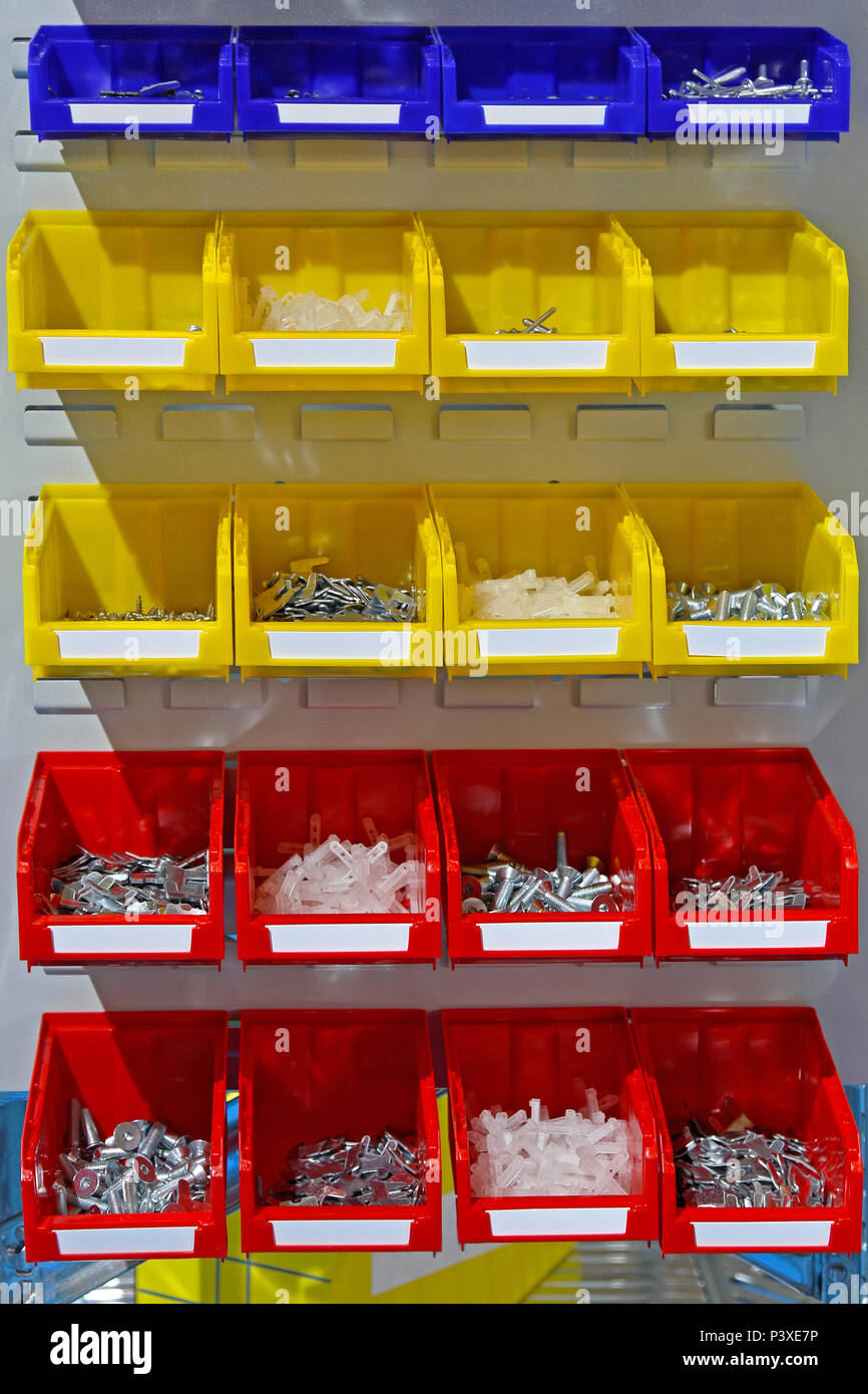 Colourful Plastic Sorting Bins With Nuts and Bolts Stock Photo Alamy
