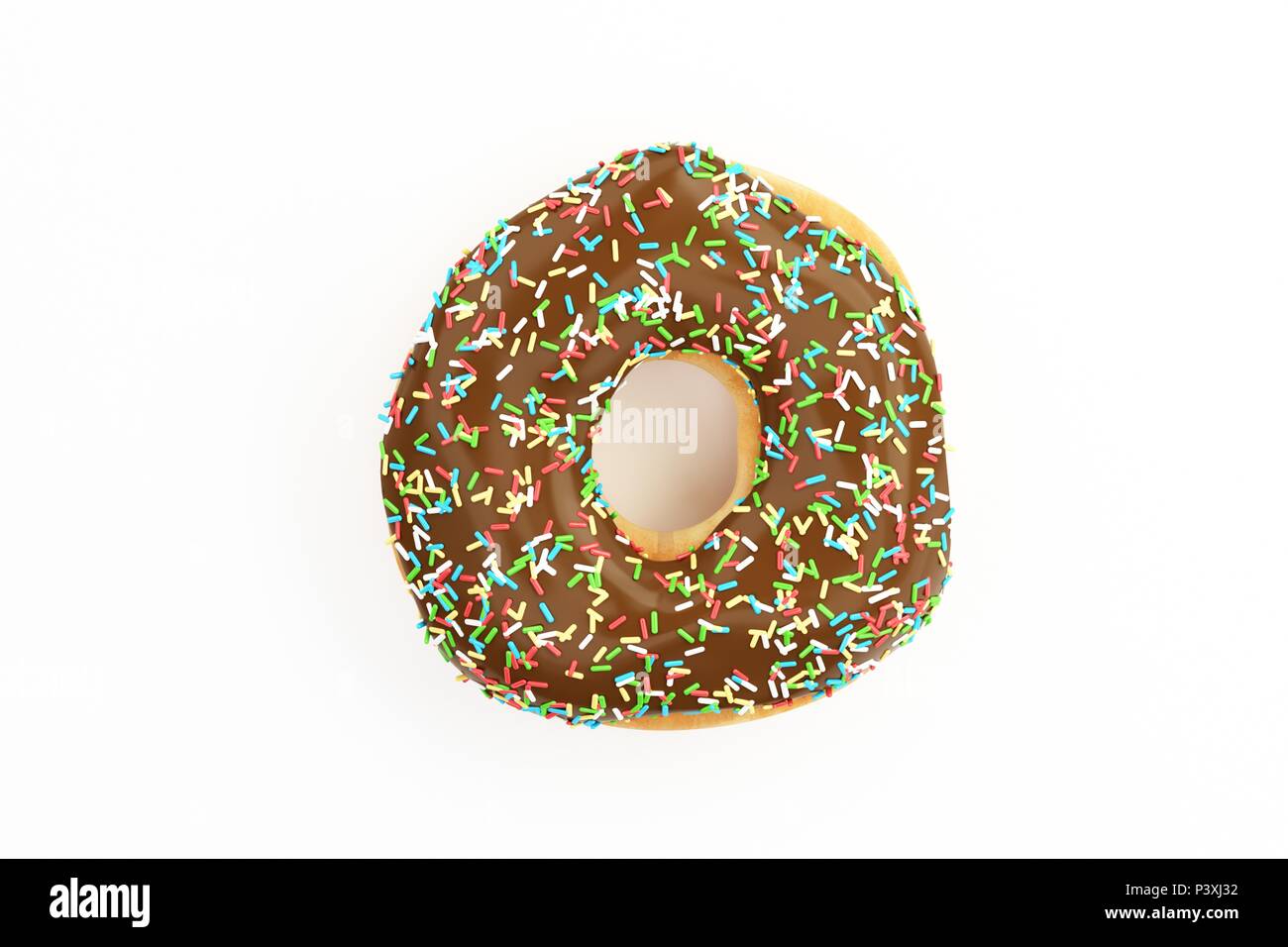 Delicious Donut with Sprinkles Isolated on White Background top view ...