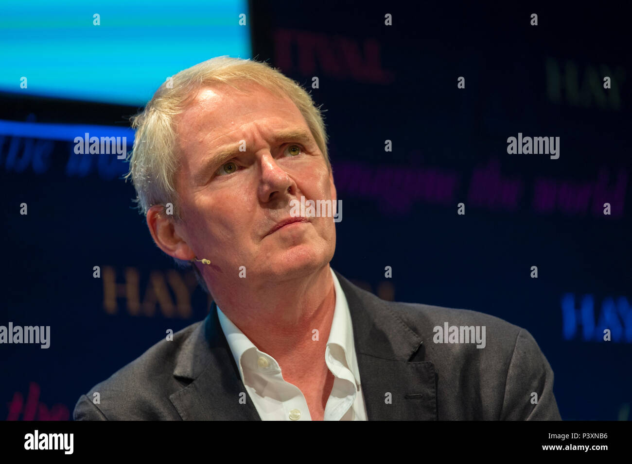 Sir Nigel Richard Shadbolt FRS FREng CITP CEng FBCS CPsychol Principal of Jesus College, Oxford, and Professorial Research Fellow in the Department of Computer Science, University of Oxford.  Author of 'The Digital Ape' . Pictured speaking at the 2018 Hay Festival of Literature and the Arts.  The annual festival  in the small town of Hay on Wye on the Welsh borders , attracts  writers and thinkers from across the globe for 10 days of celebrations of the best of the written word, political though  and literary debate Stock Photo