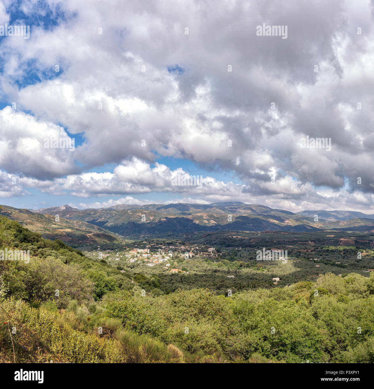 View at a village in the valley Stock Photo - Alamy