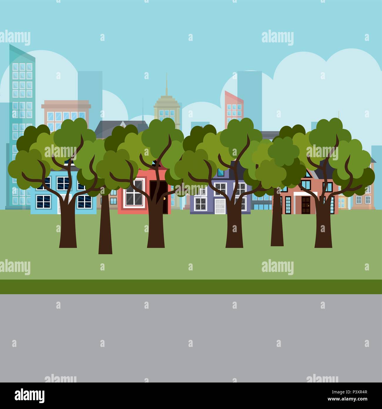 park and cityscape scene Stock Vector Image & Art - Alamy