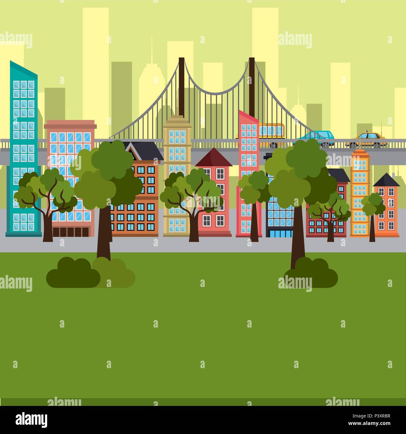 park and cityscape scene Stock Vector Image & Art - Alamy