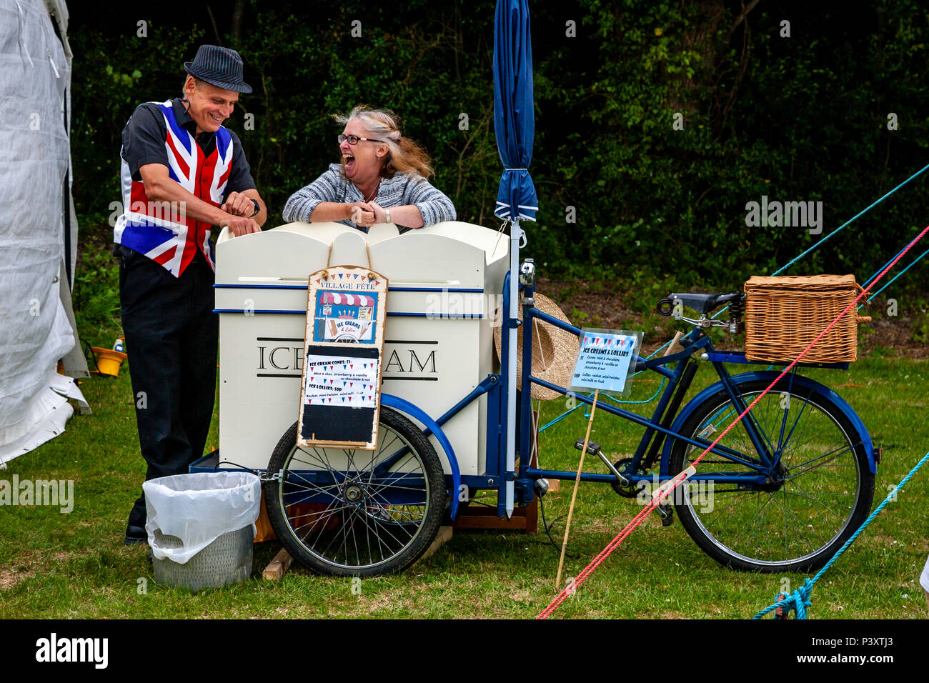 Local People Enjoy A Joke At The Annual High Hurstwood Village Fete, Sussex, UK Stock Photo