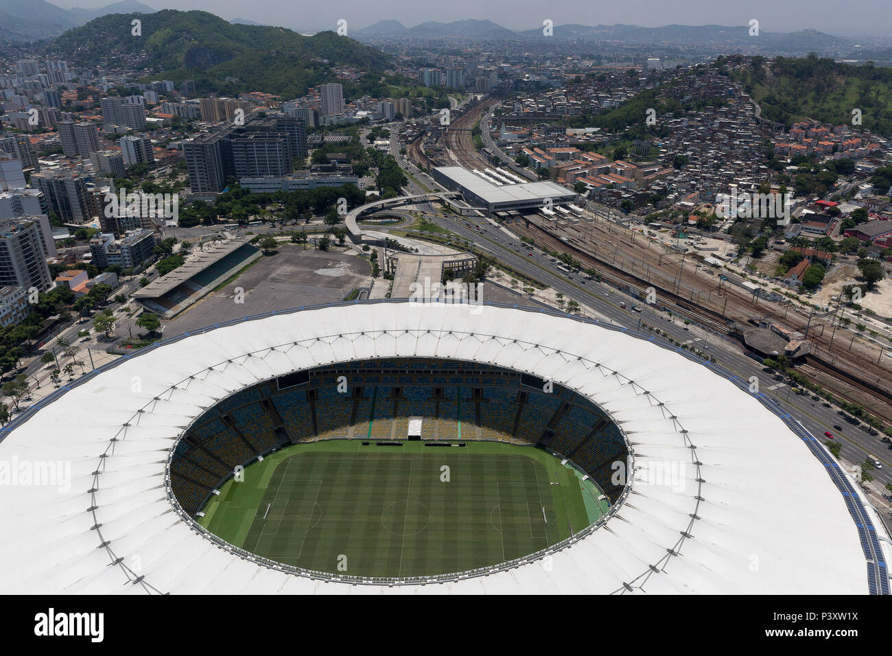 Vista aérea do Estádio Jornalista Mário Filho, Maracana, no Rio de Janeiro. Stock Photo