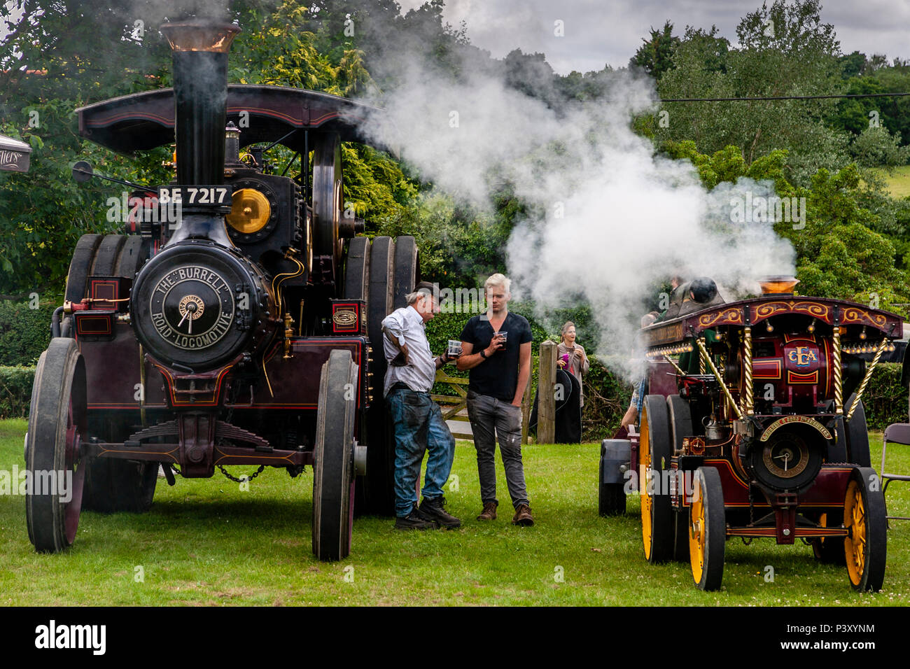 Traditional Steam Engines On Display At The Annual High Hurstwood Village Fete, Sussex, UK Stock Photo