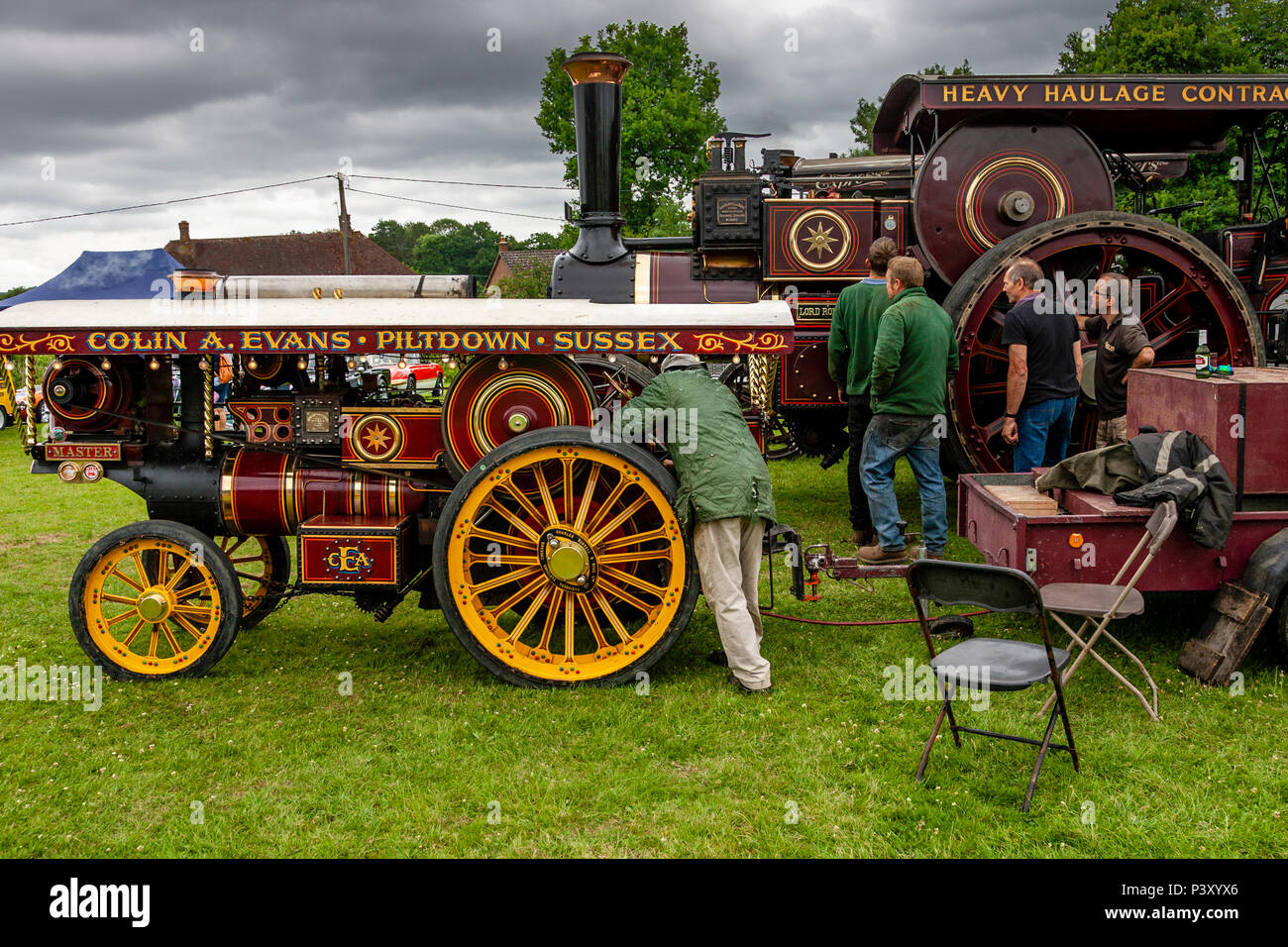 Traditional Steam Engines On Display At The Annual High Hurstwood Village Fete, Sussex, UK Stock Photo