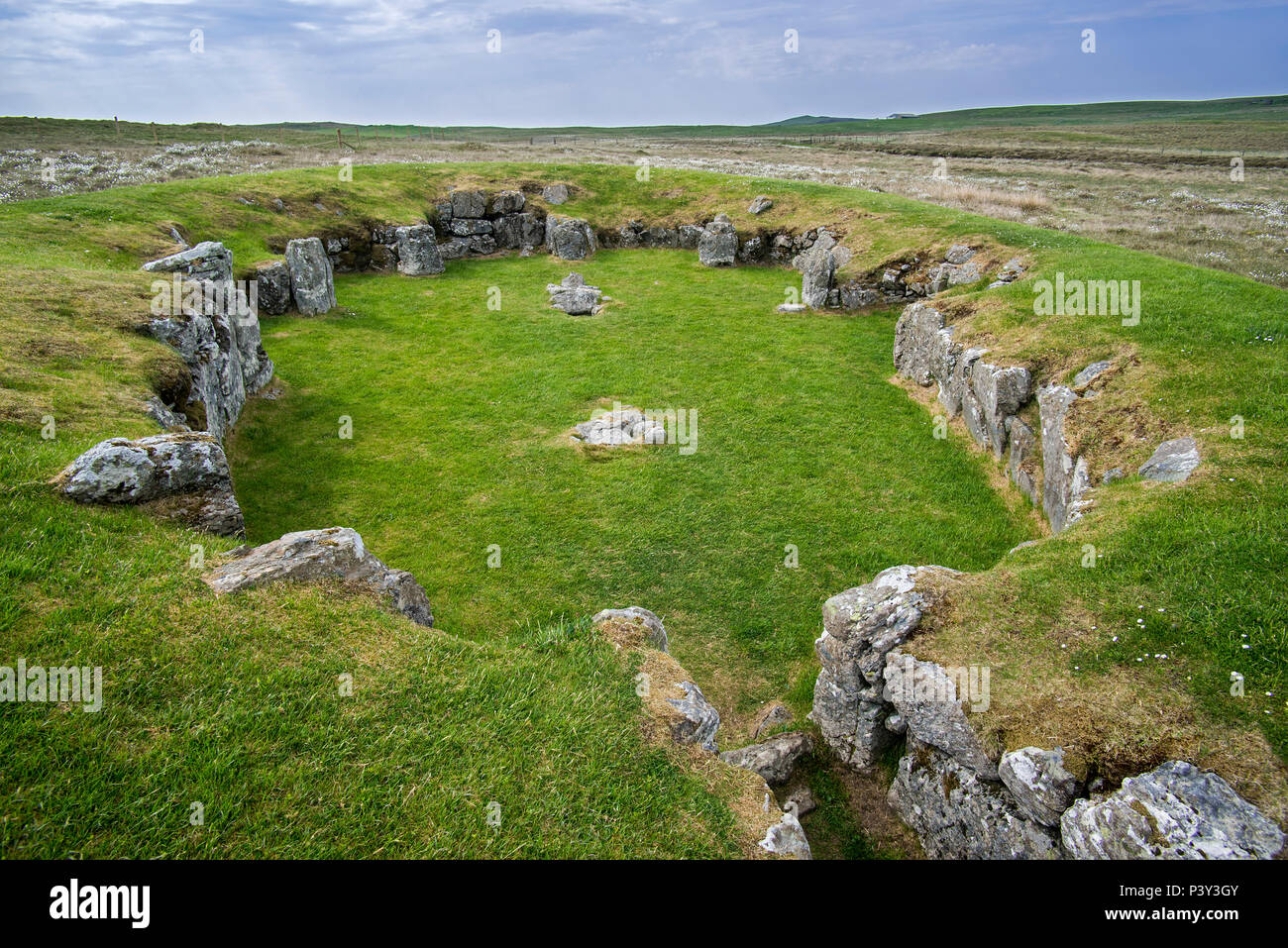 Stanydale Temple, Neolithic site on the Mainland, Shetland Islands, Scotland, UK Stock Photo