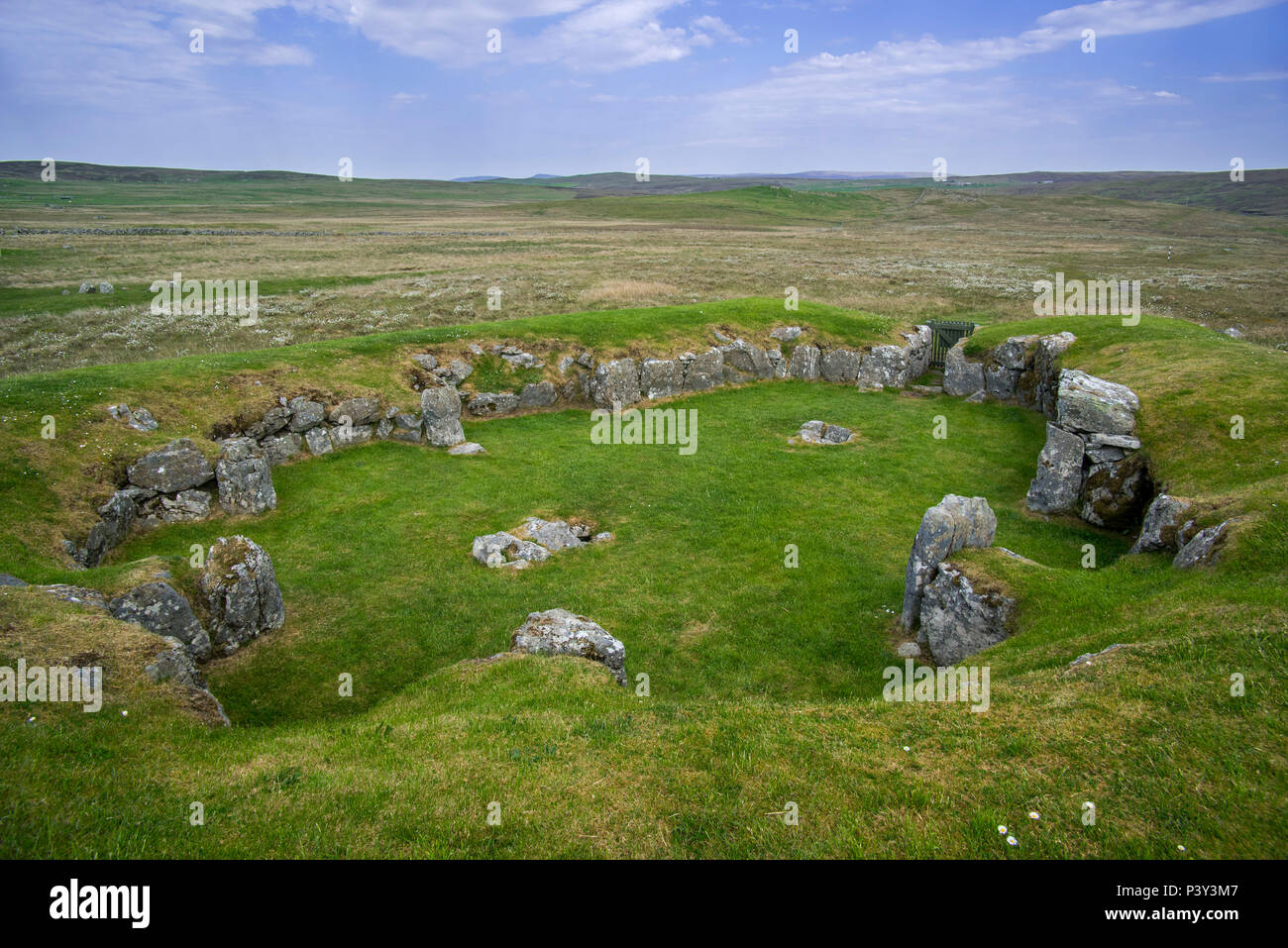 Stanydale Temple, Neolithic site on the Mainland, Shetland Islands, Scotland, UK Stock Photo