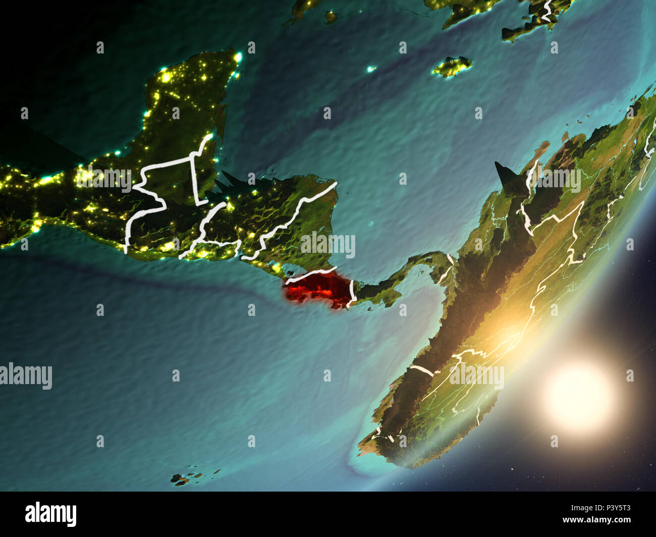 Costa Rica from space with highly detailed surface textures and visible ...