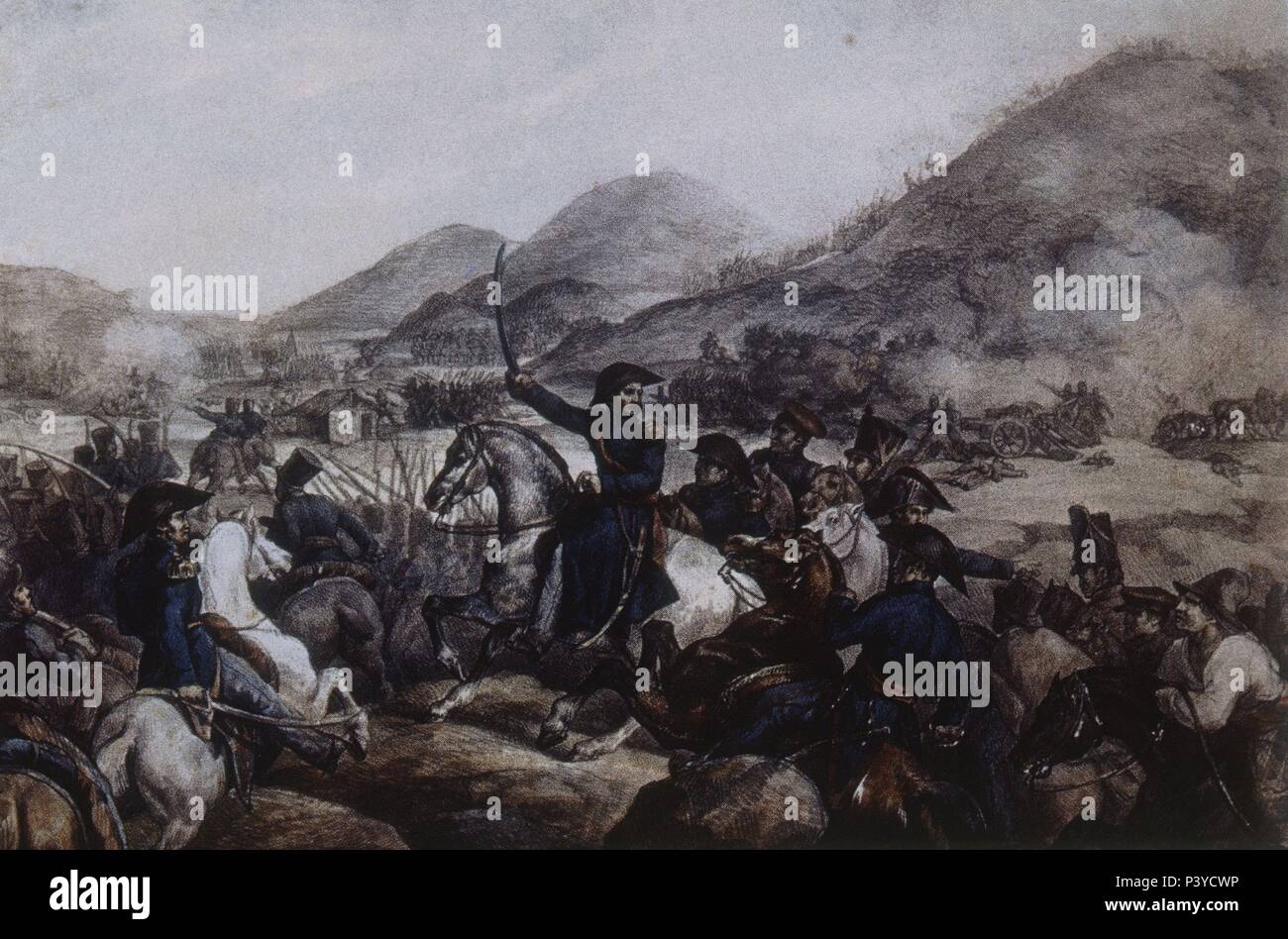 EL GENERAL SAN MARTIN EN LA BATALLA DE CHACABUCO EL 12 DE FEBRERO DE 1817. Stock Photo