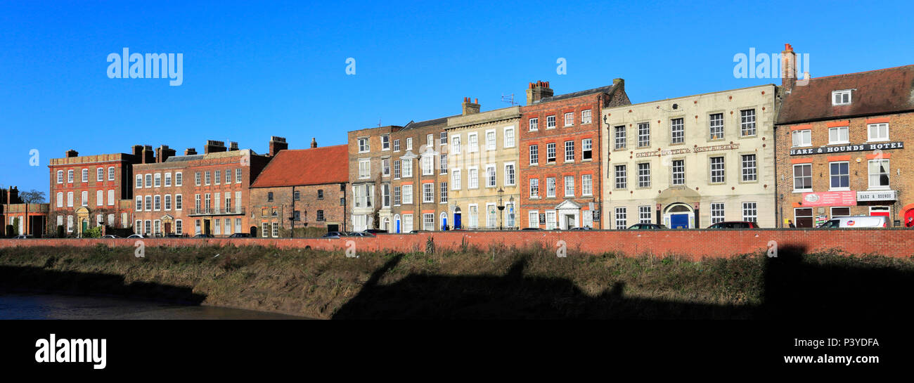The North Brink architecture, river Nene, Wisbech town, Cambridgeshire, England; UK Stock Photo