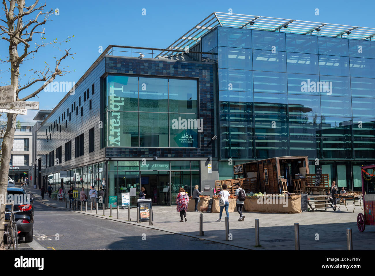 The Jubilee Library in Brighton, East Sussex, UK. The library is located in the centre of the city of Brighton & Hove. Stock Photo