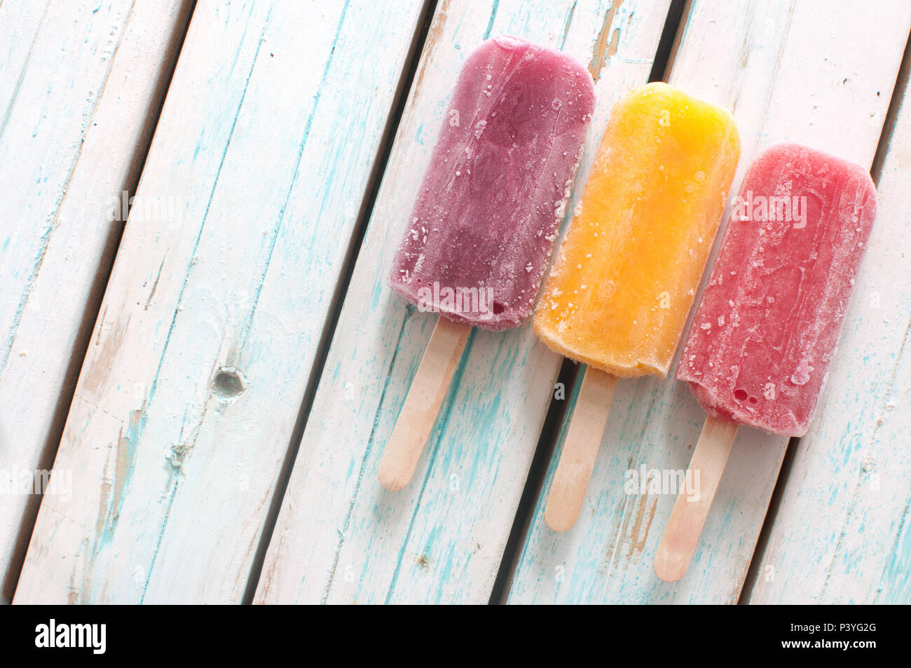 Various flavored ice popsicles Stock Photo Alamy