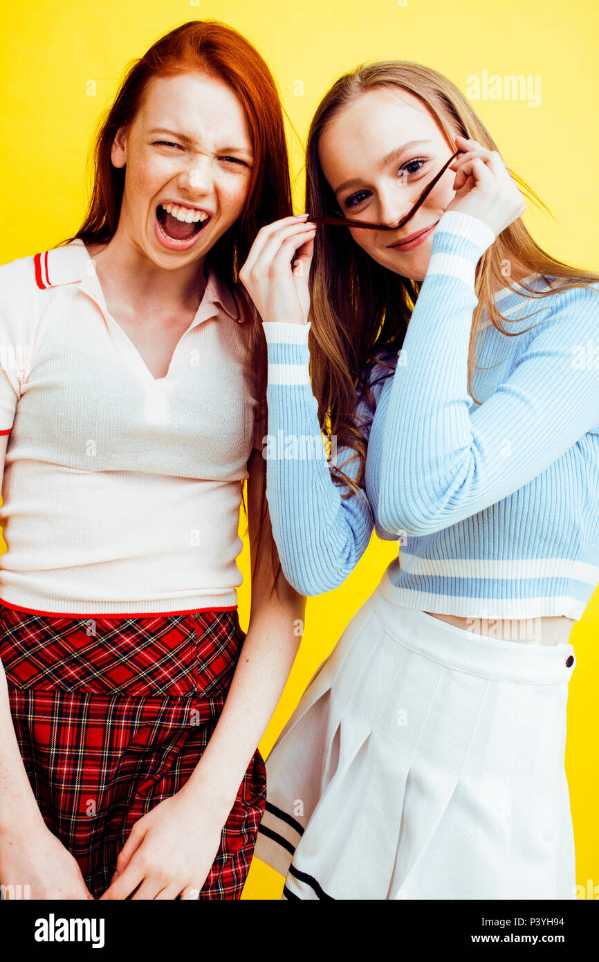lifestyle people concept: two pretty young school teenage girls Stock ...