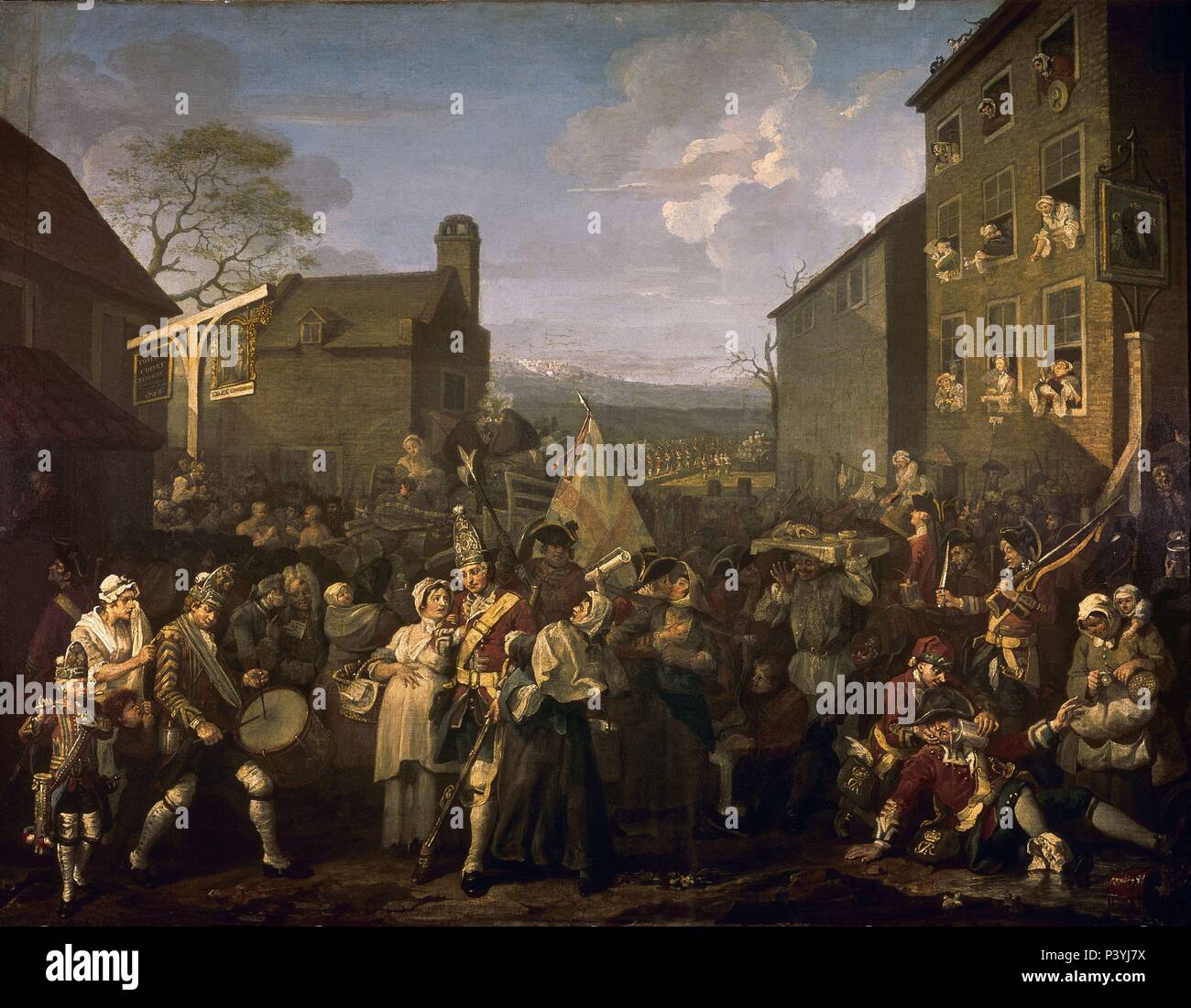 0728-305 Paul Hogarth 「March」 The March of the Guards to Finchley originally painted by William