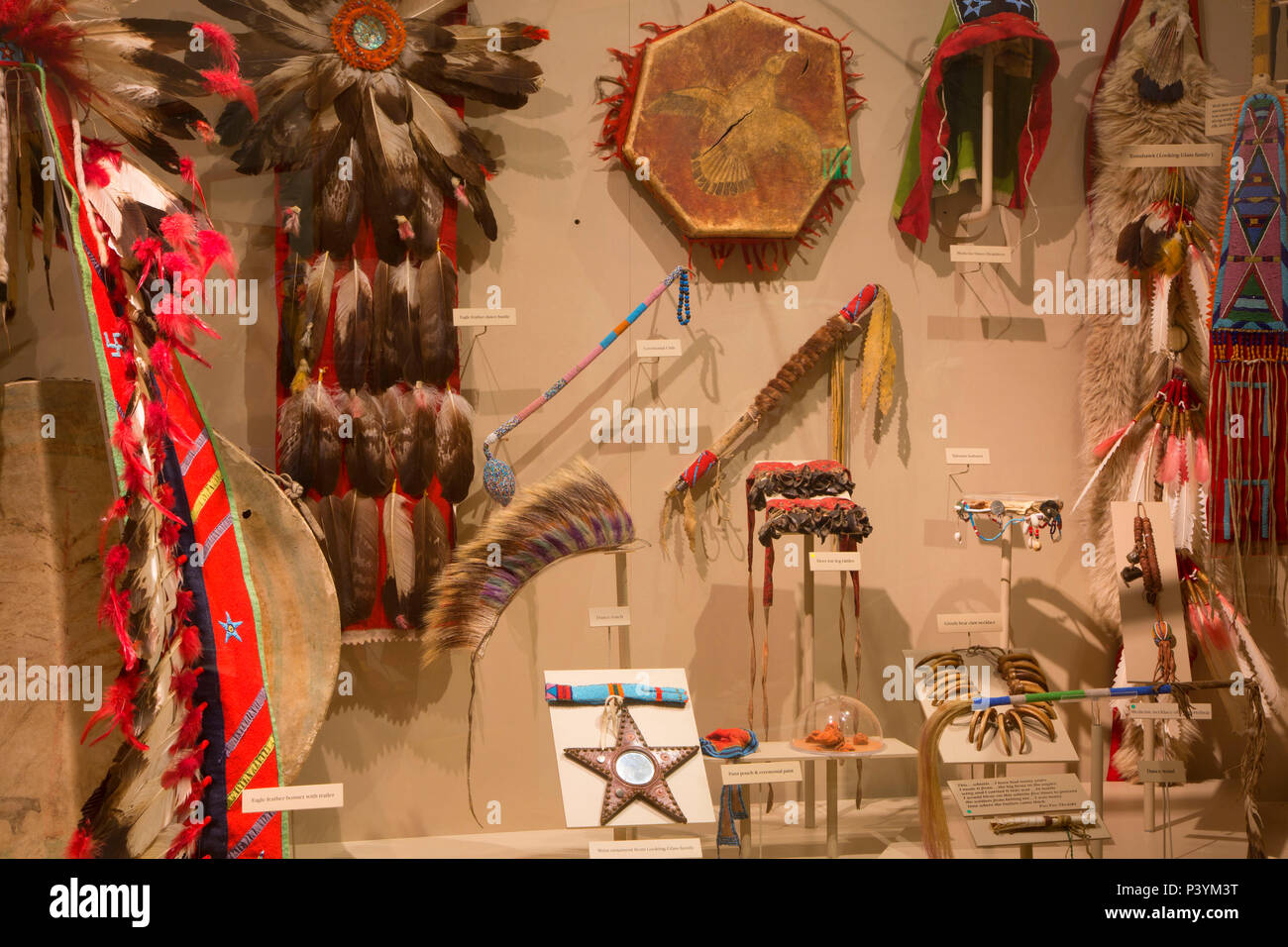 Native American display at Visitor Center, Nez Perce National Historic Park, Idaho Stock Photo