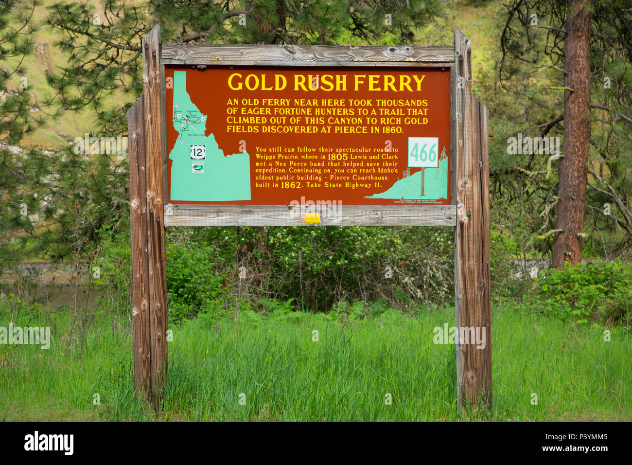 Historical Marker, Northwest Passage Scenic Byway, Idaho Stock Photo