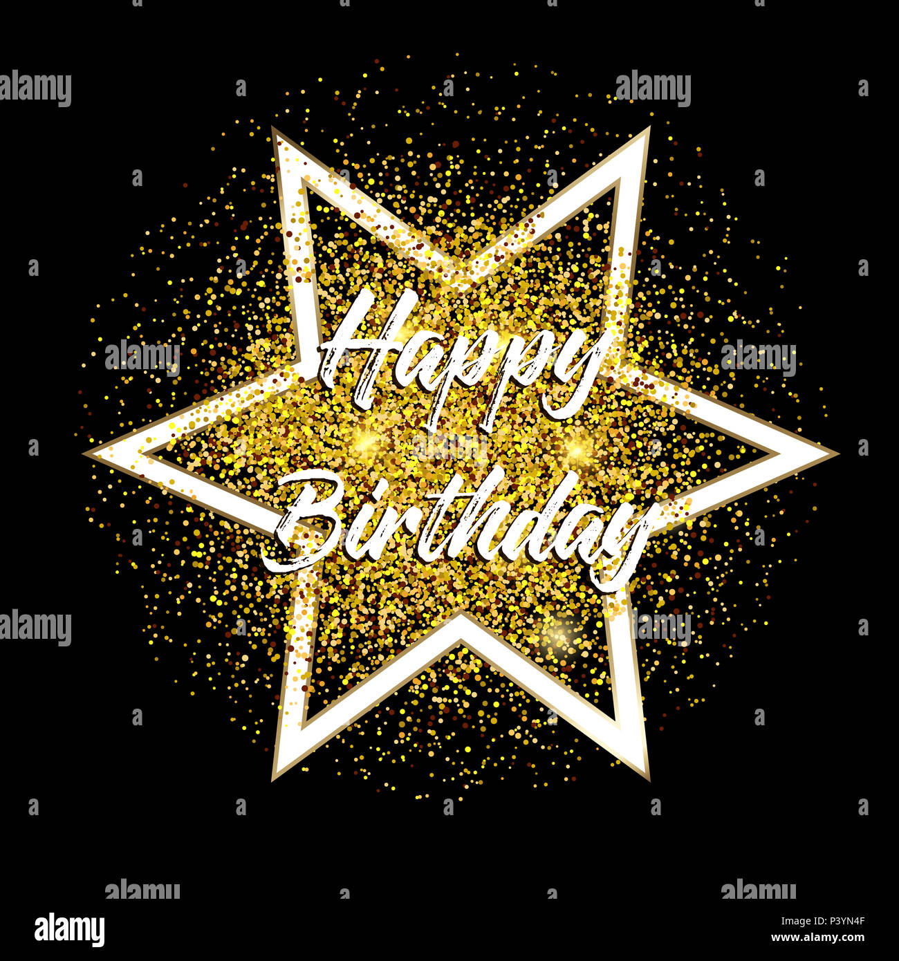 Happy birthday background with gold glitter confetti Stock Photo - Alamy