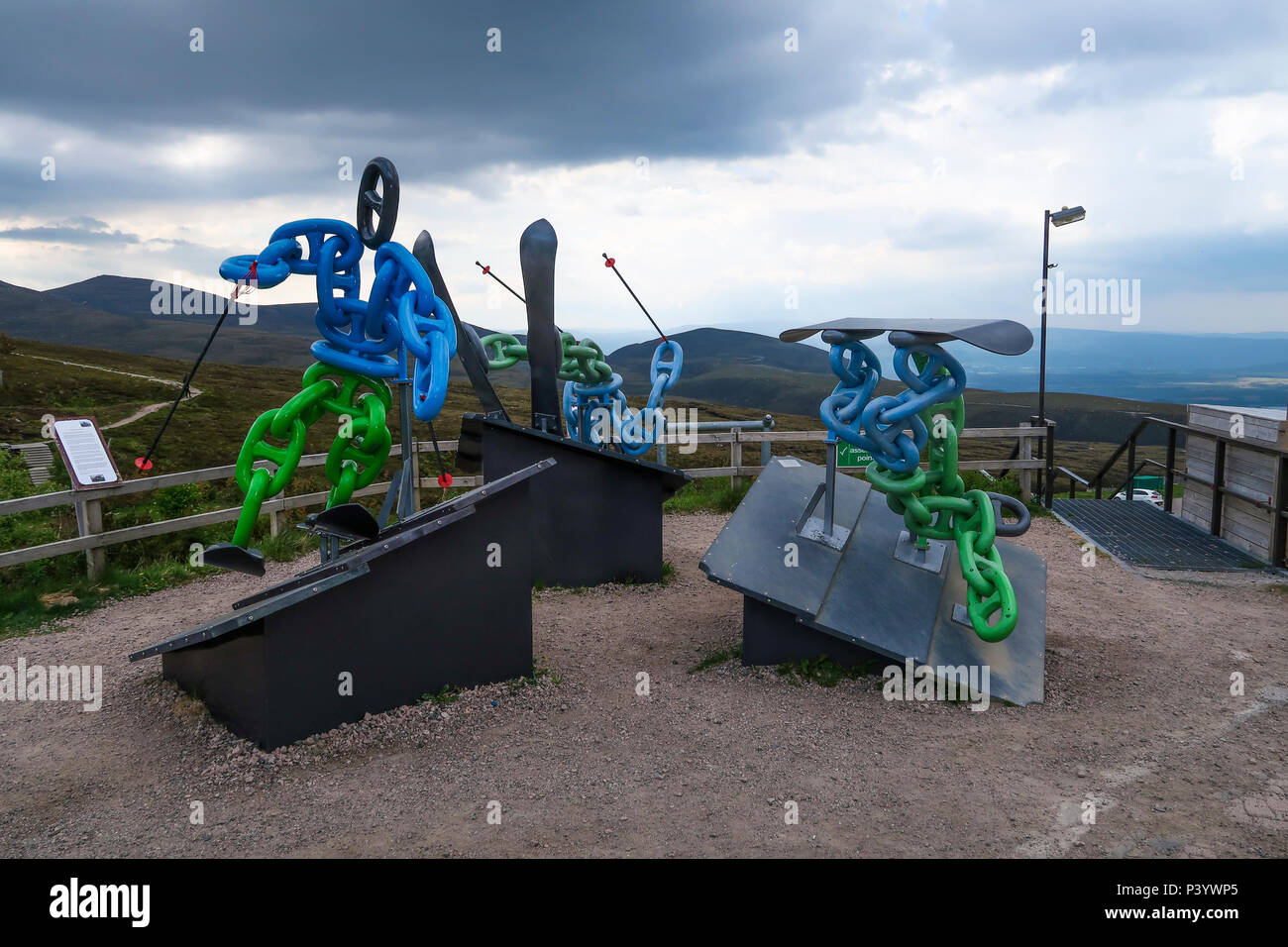 Snowsport sculptures Cairngorm ski area Stock Photo