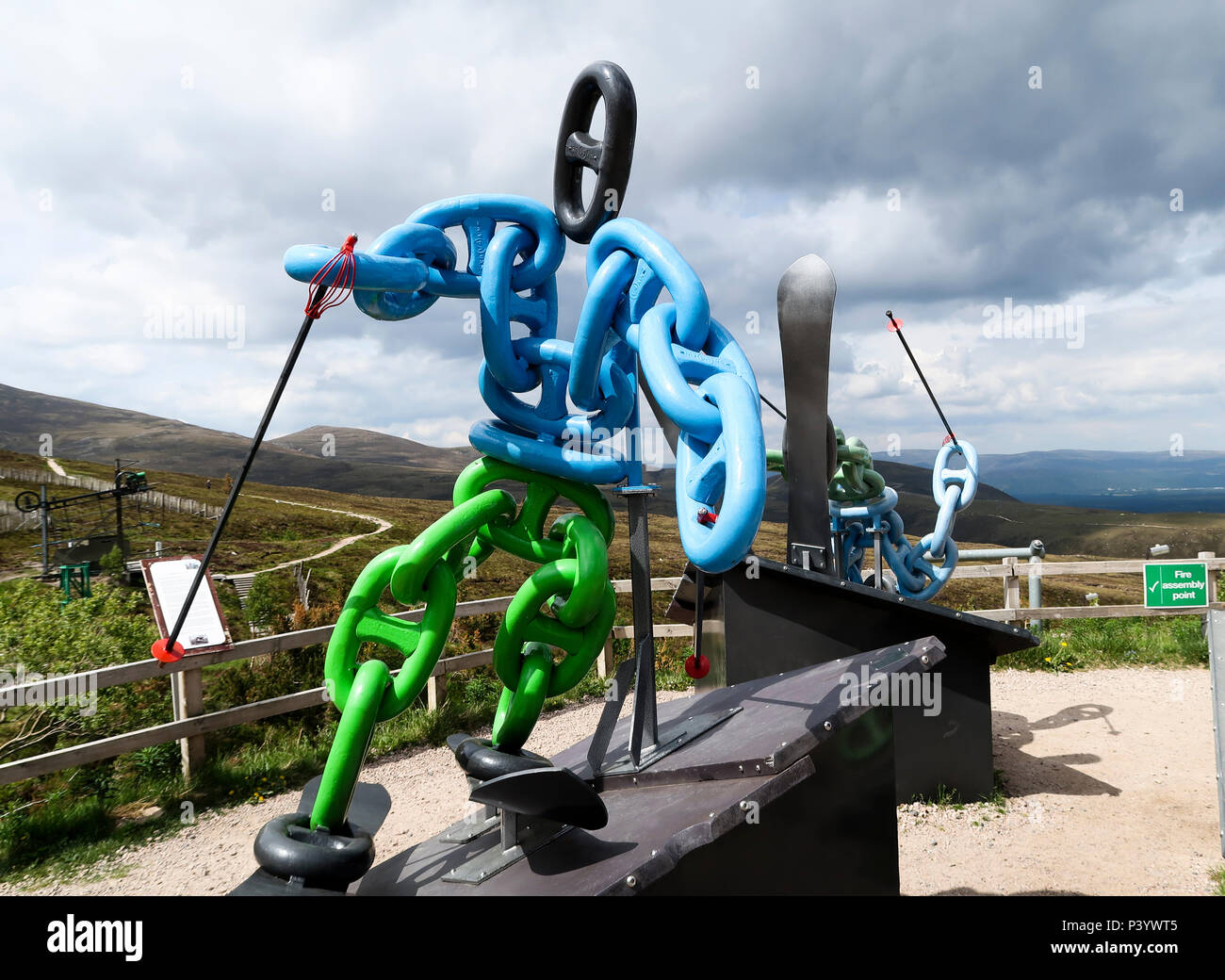 Snowsport sculptures Cairngorm ski area Stock Photo